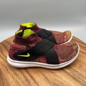 Nike Free RN Motion Flyknit Shoes Womens Size 8 Red Running Comfort Walking Gym